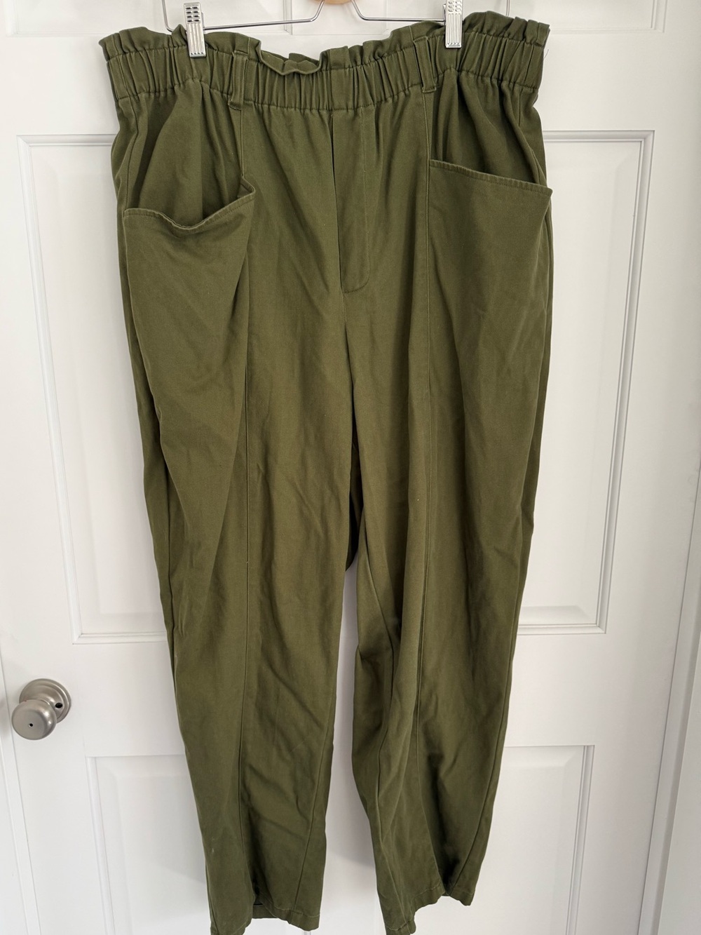 Olive Green Plus Size Elastic Waist Pants